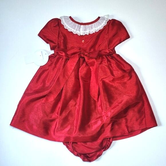 Edgehill Collection Red Taffetta Dress Baby Girl Size 12 Months NWT - Picture 5 of 6